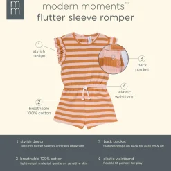 Infant & Toddler Girls Rose Stripe Flutter Sleeve Romper