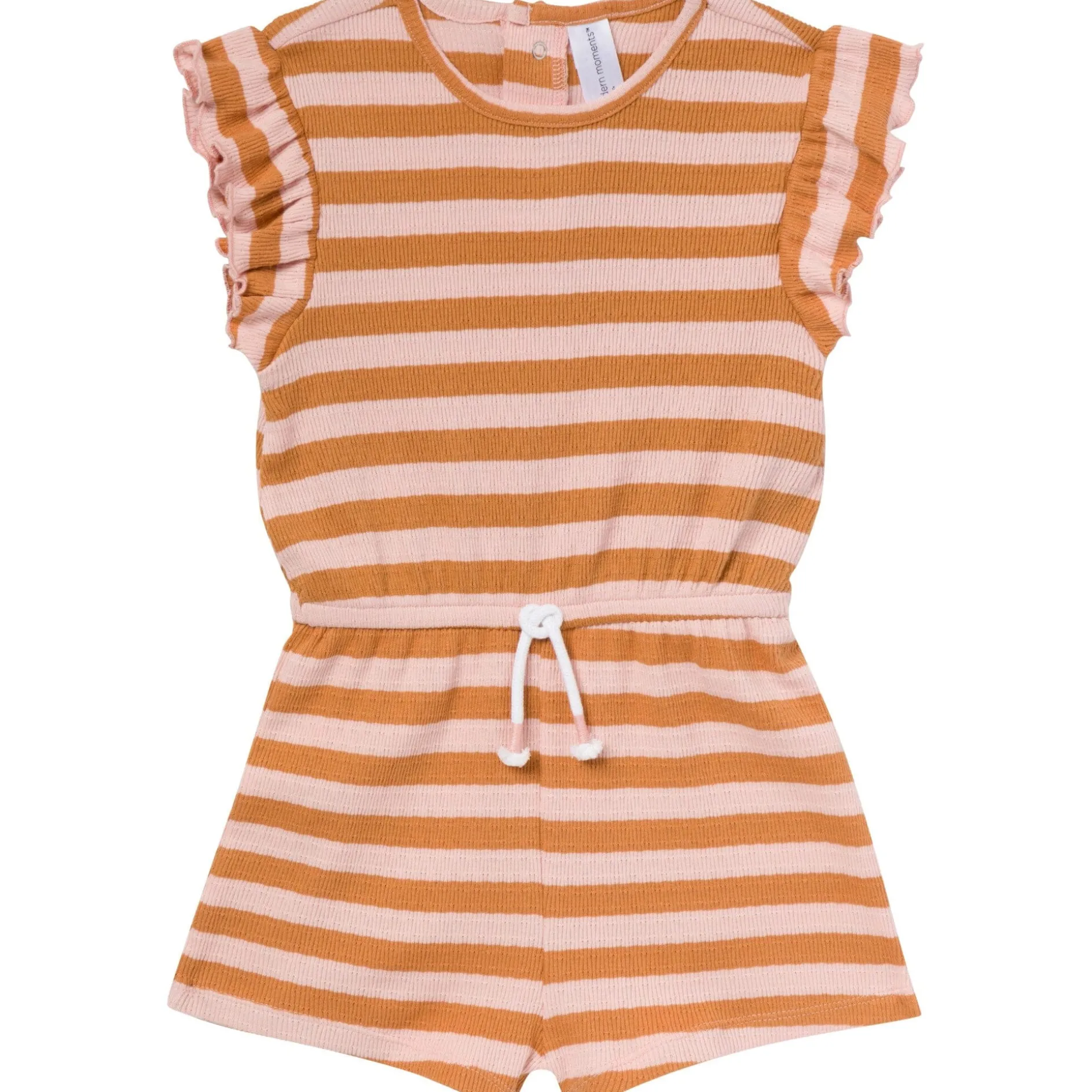 Infant & Toddler Girls Rose Stripe Flutter Sleeve Romper