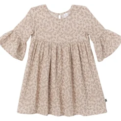 Infant & Toddler Girls Tan Floral Gauze Dress