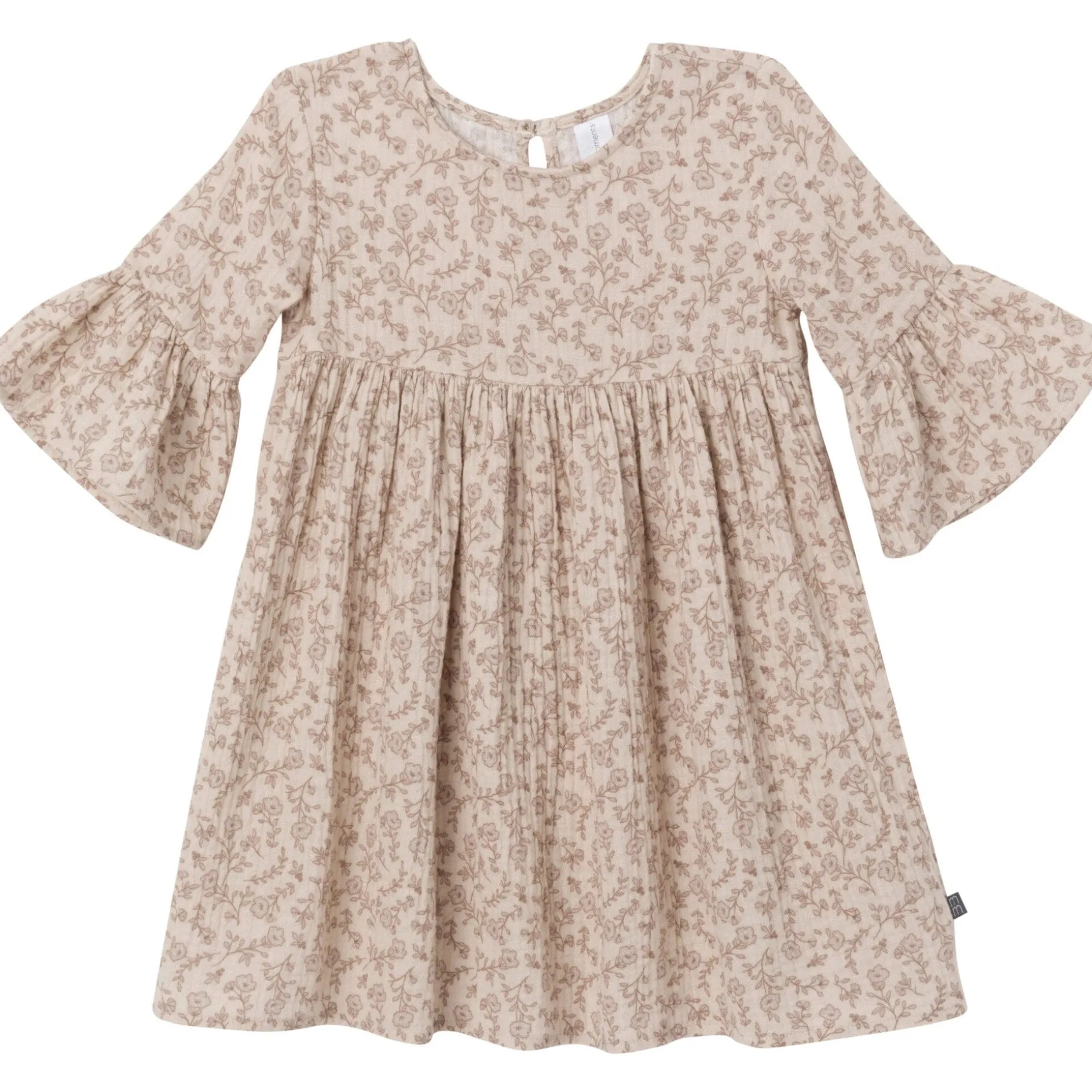 Infant & Toddler Girls Tan Floral Gauze Dress