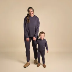Mommy & Me 2-Piece Dark Grey Hooded Waffle Viscose Top & Legging Bundle