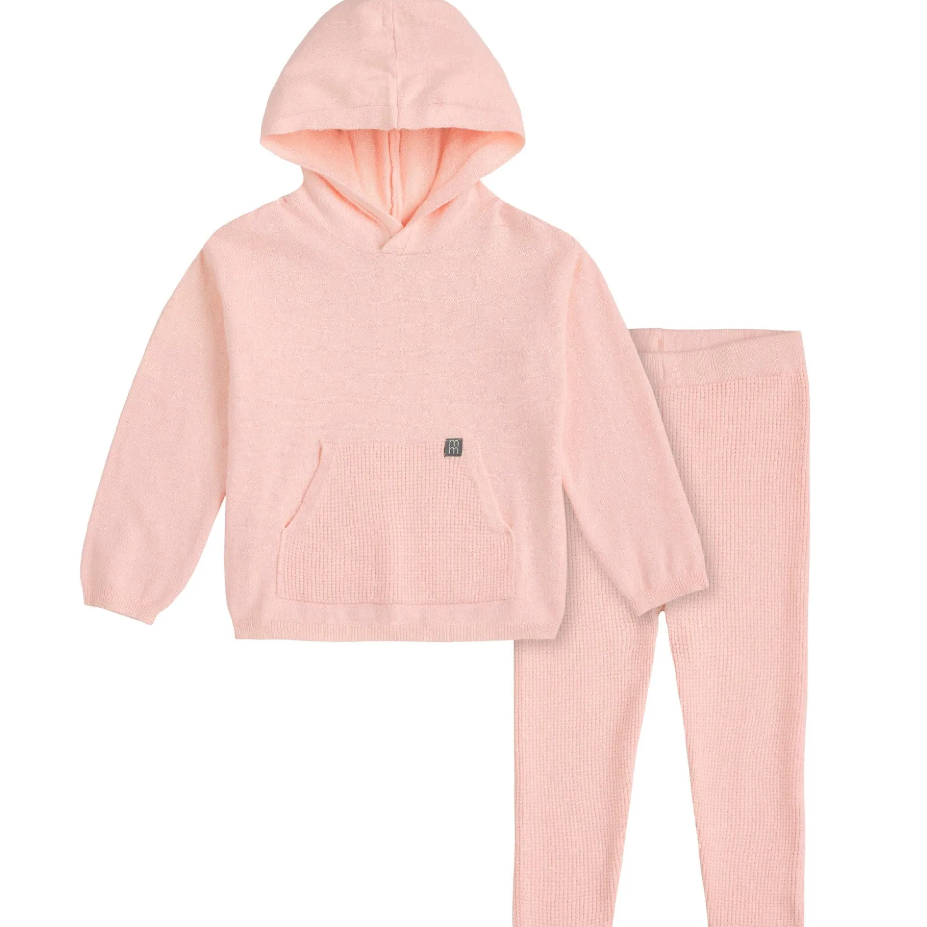Mommy & Me 2-Piece Pink Hooded Waffle Viscose Top & Legging Bundle
