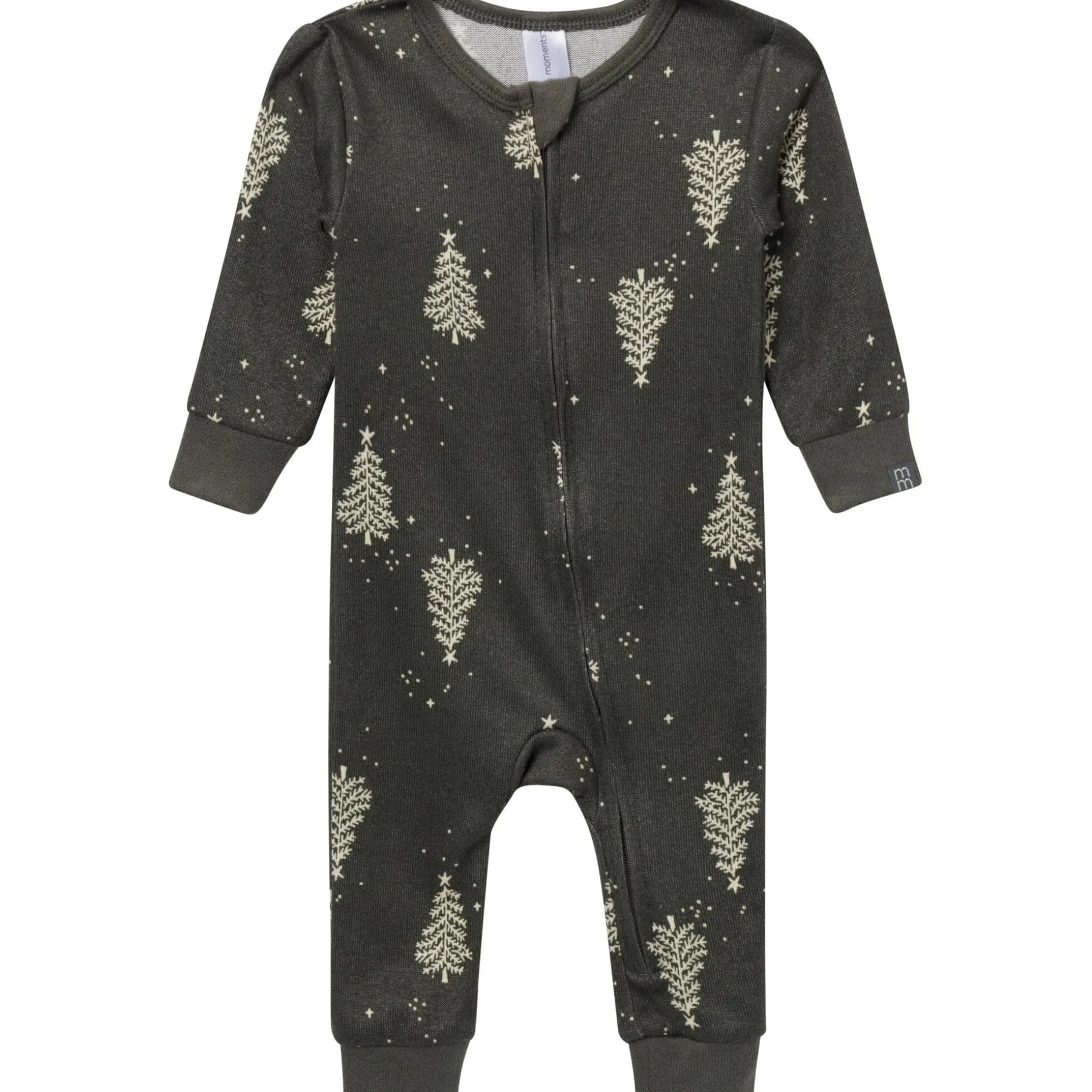 Neutral Green Christmas Tree Snug Fit Footless Pajamas
