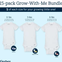 Onesies® 15-Pack Grow-With-Me White Short Sleeve Bodysuits Assorted Size Set