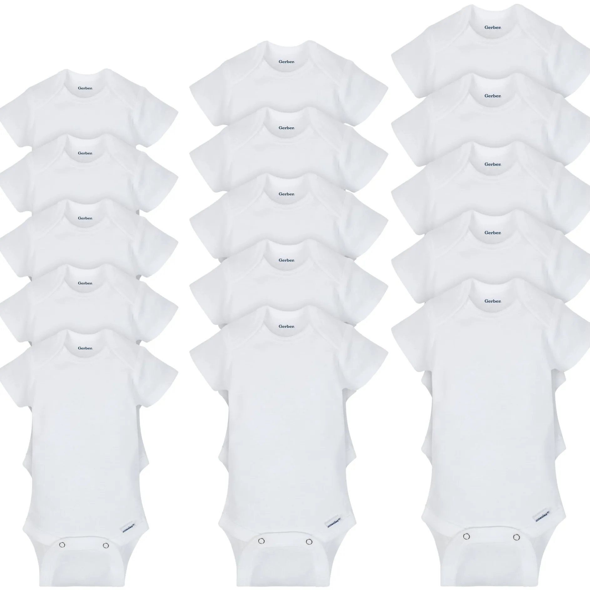 Onesies® 15-Pack Grow-With-Me White Short Sleeve Bodysuits Assorted Size Set