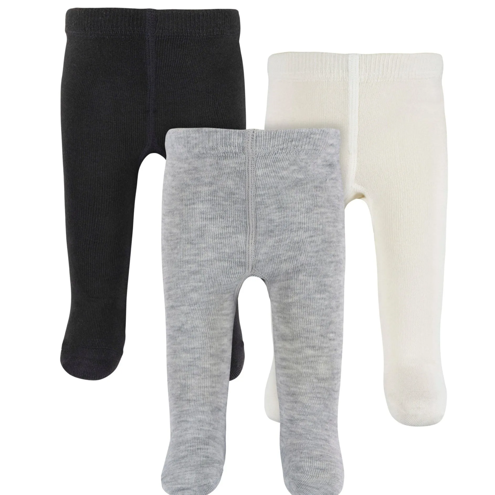 3-Pack Baby and Toddler Girls Black, Ivory, & Grey Heather Tights