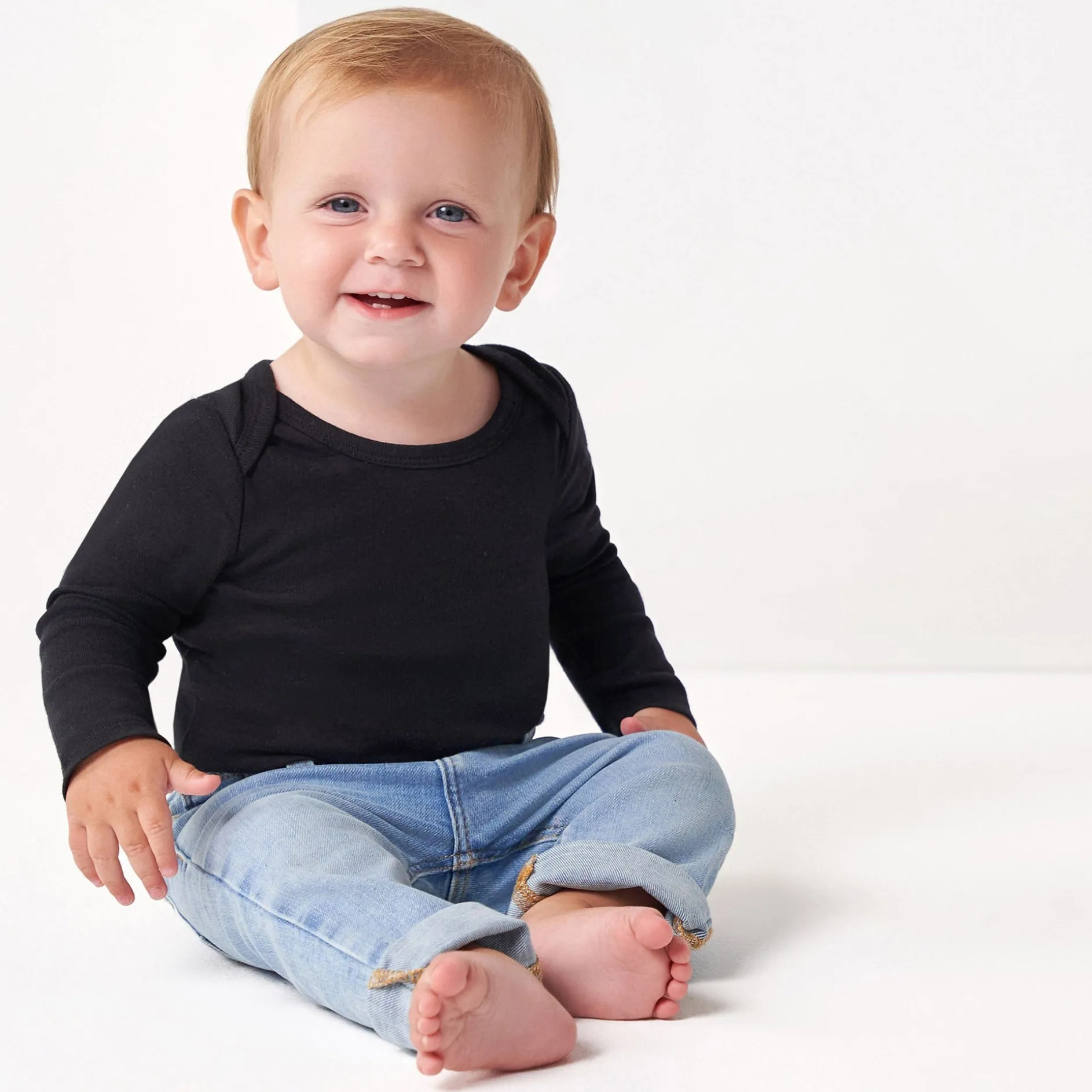 5-Pack Baby Black Premium Long Sleeve Onesies® Bodysuits