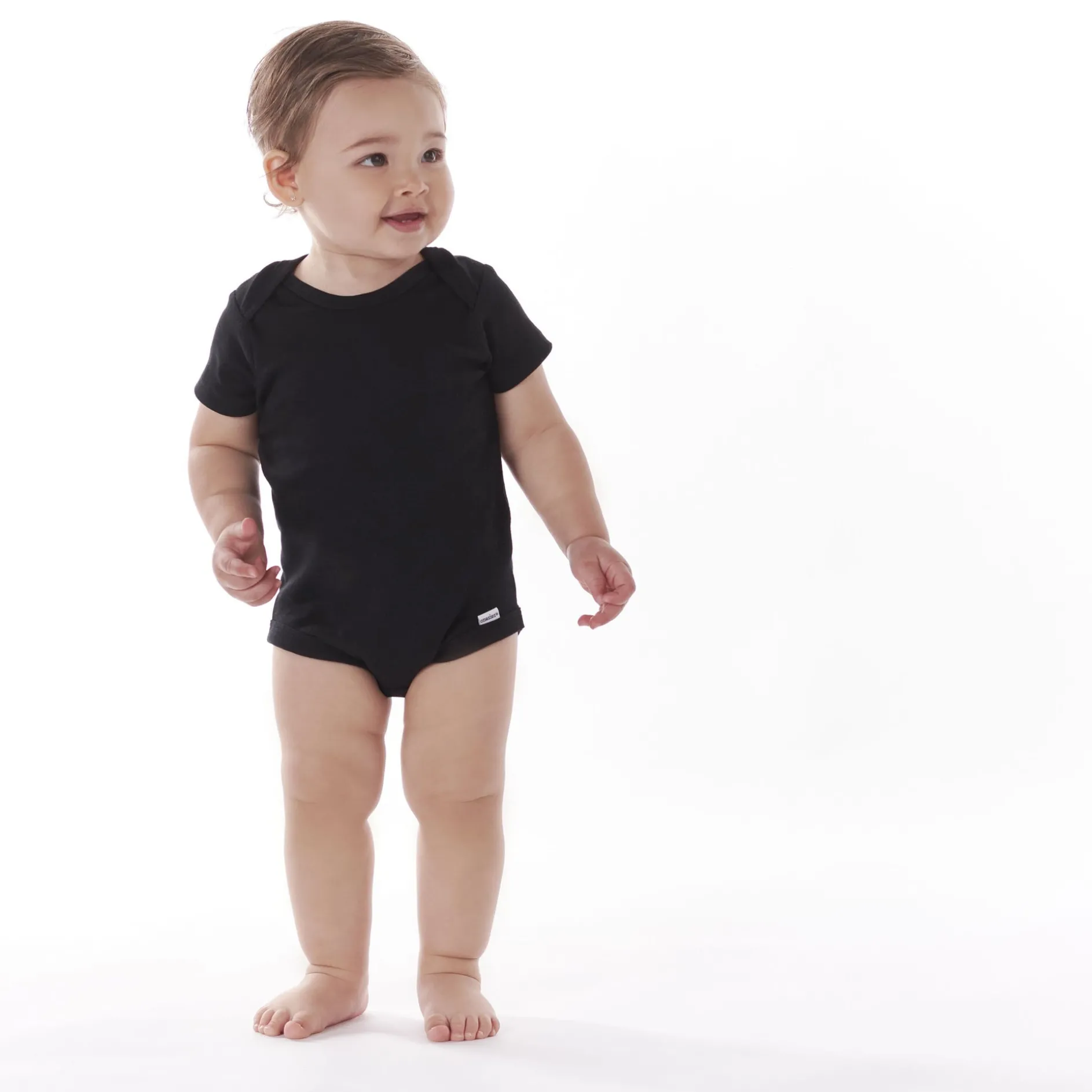 5-Pack Baby Black Premium Short Sleeve Onesies® Bodysuits
