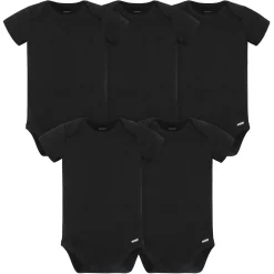 5-Pack Baby Black Premium Short Sleeve Onesies® Bodysuits