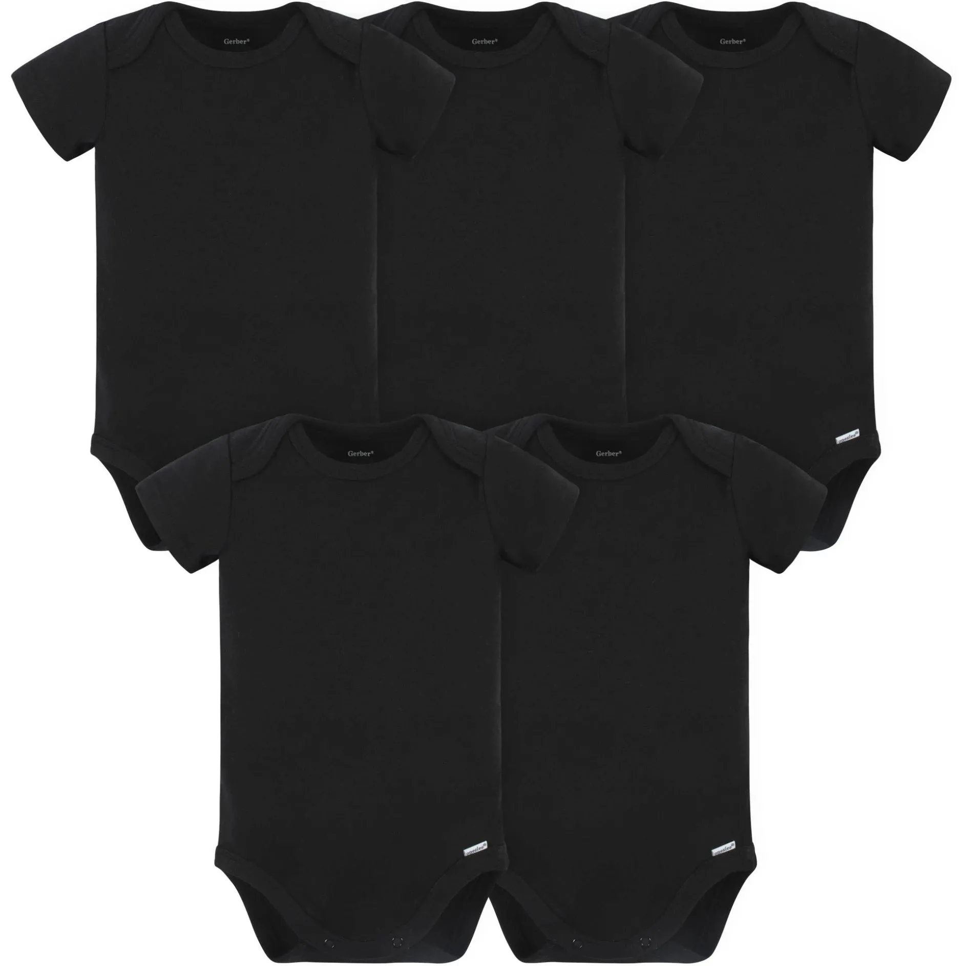 5-Pack Baby Black Premium Short Sleeve Onesies® Bodysuits