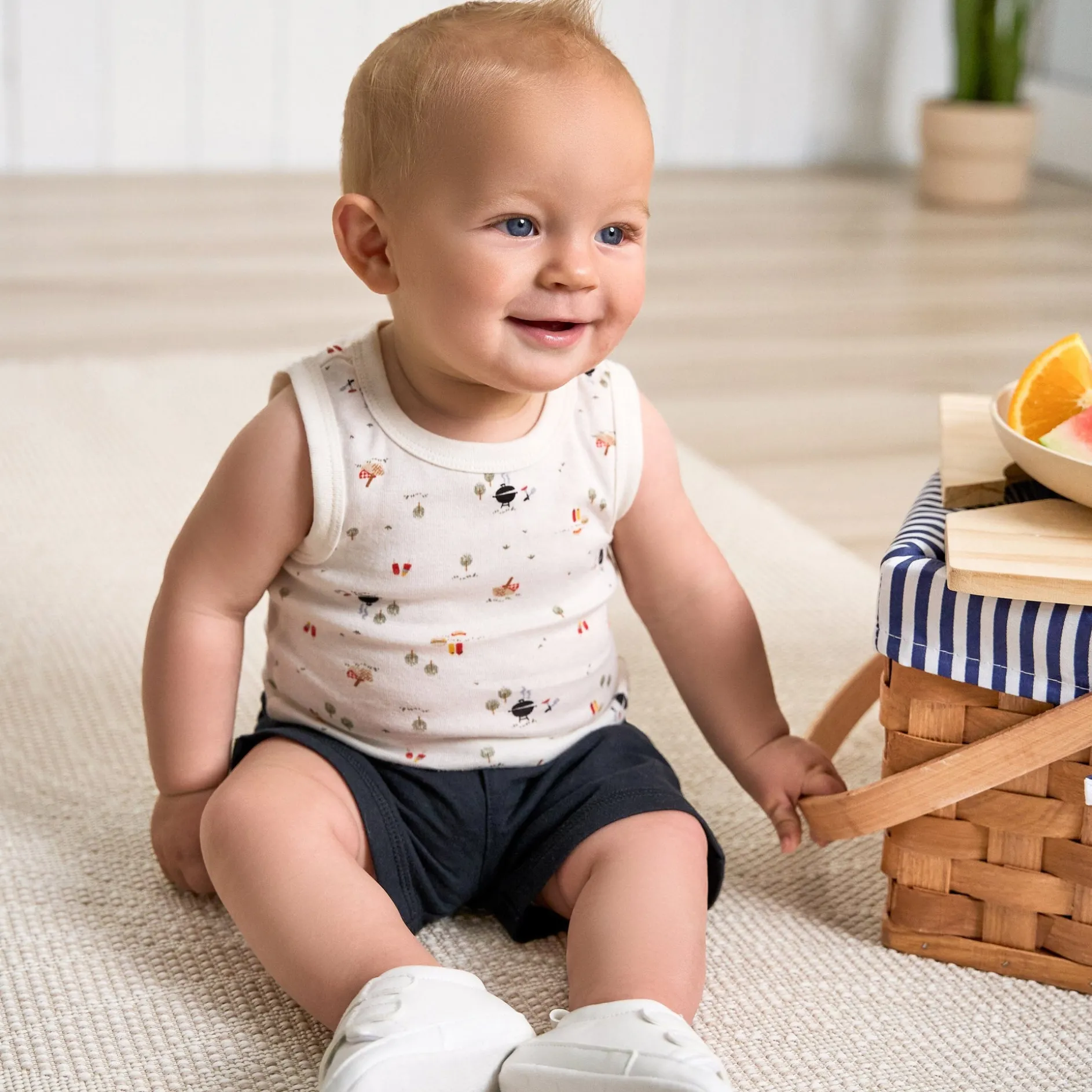 4-Pack Baby Boys Backyard BBQ Sleeveless Onesies® Bodysuits