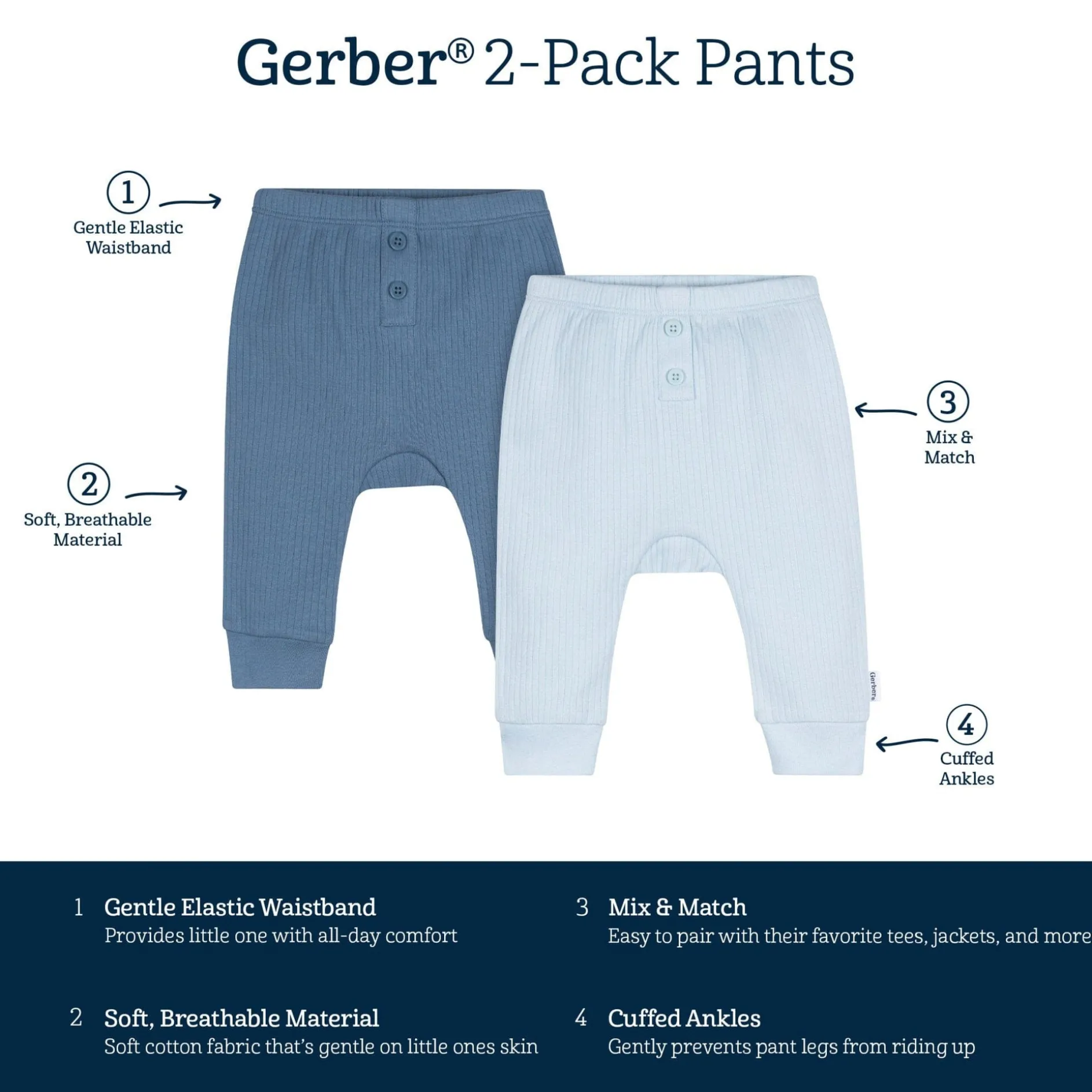 2-Pack Baby Boys Blue Pants