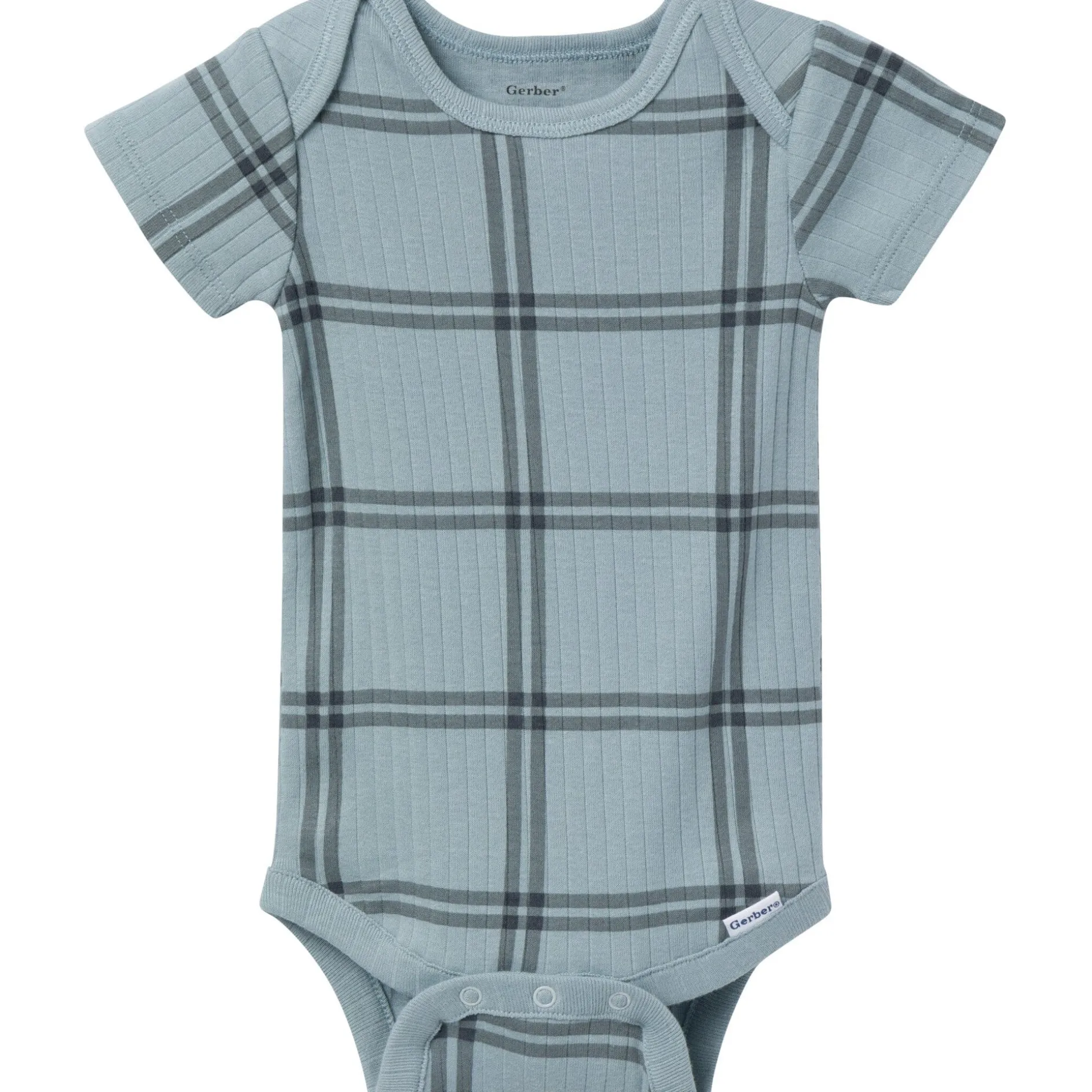 6-Pack Baby Boys Blue Plaid Bodysuits