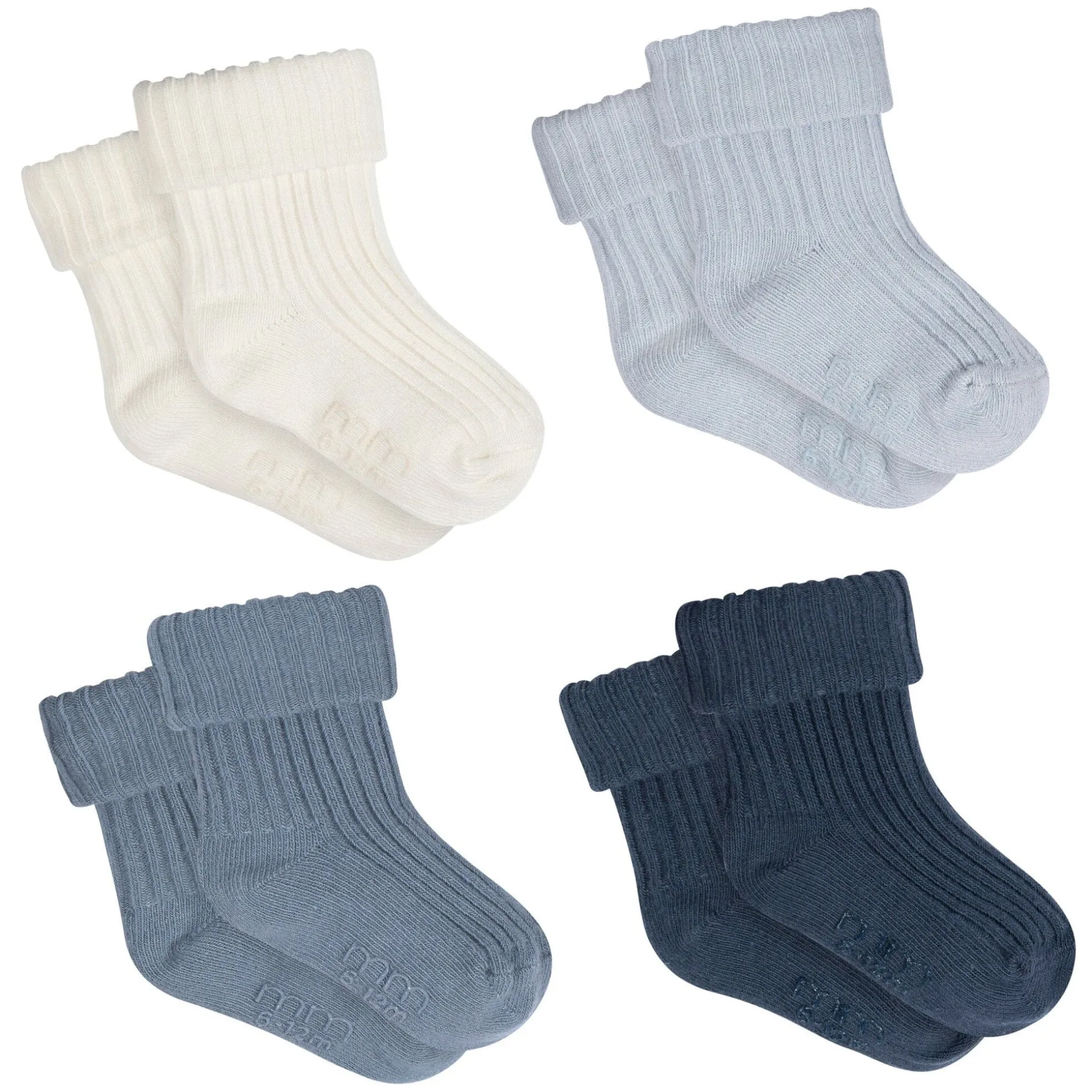 4-Pack Baby Boys Blue Rolled Cuff Ribbed Socks