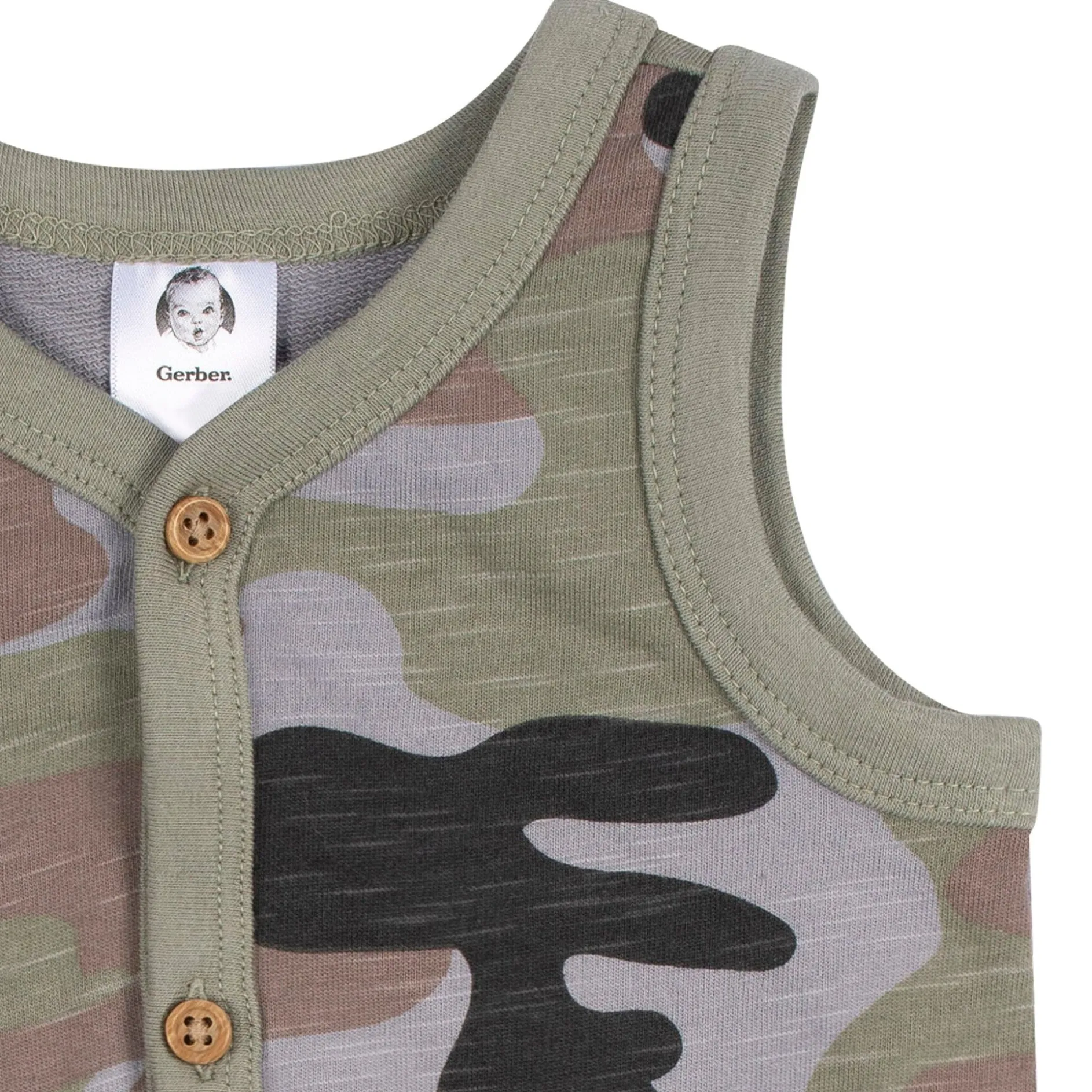2-Pack Baby Boys Camo & Striped Short Leg Sleeveless Romper, 24M