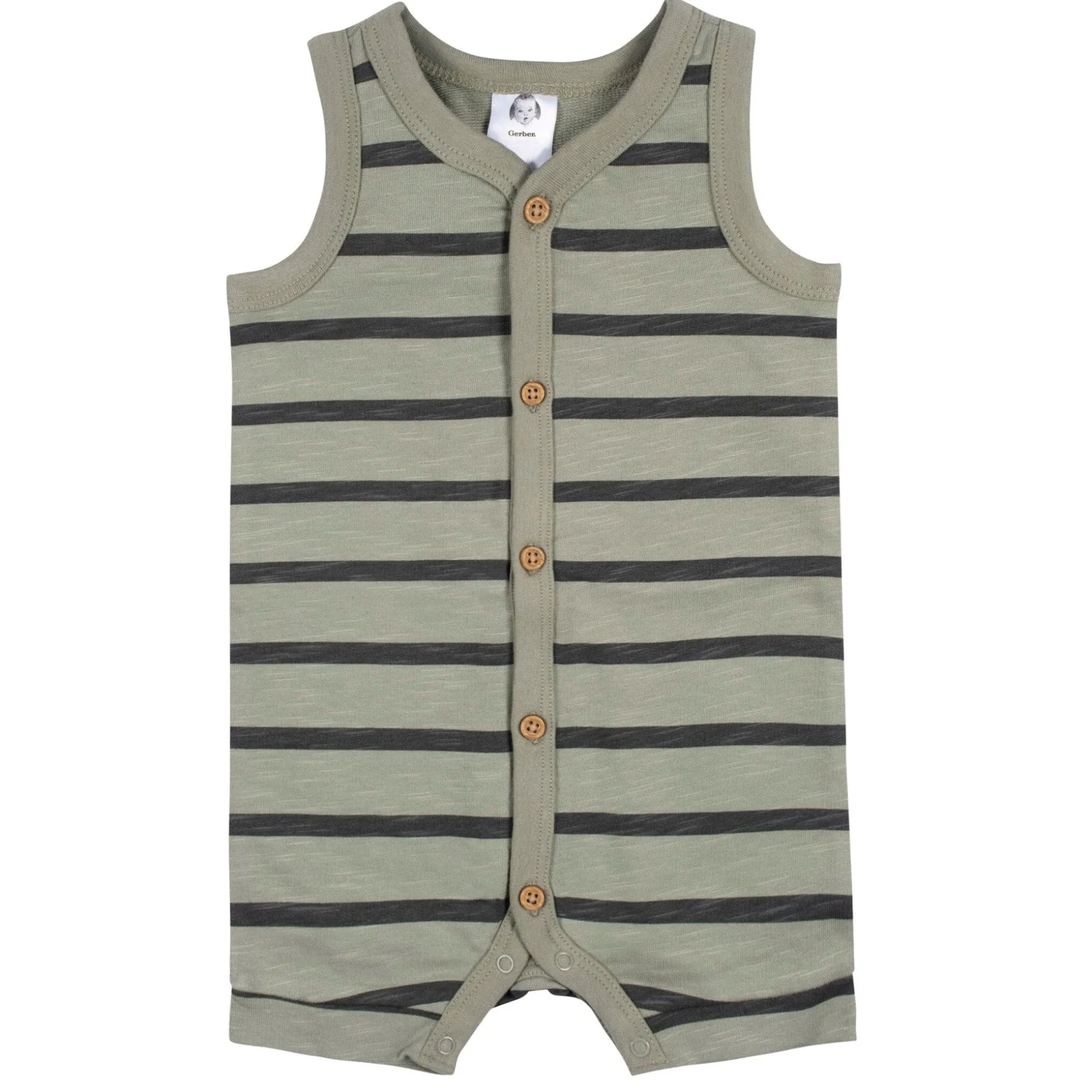 2-Pack Baby Boys Camo & Striped Short Leg Sleeveless Romper, 24M
