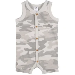 2-Pack Baby Boys Camo & Yellow Short Leg Sleeveless Romper, 0-3M