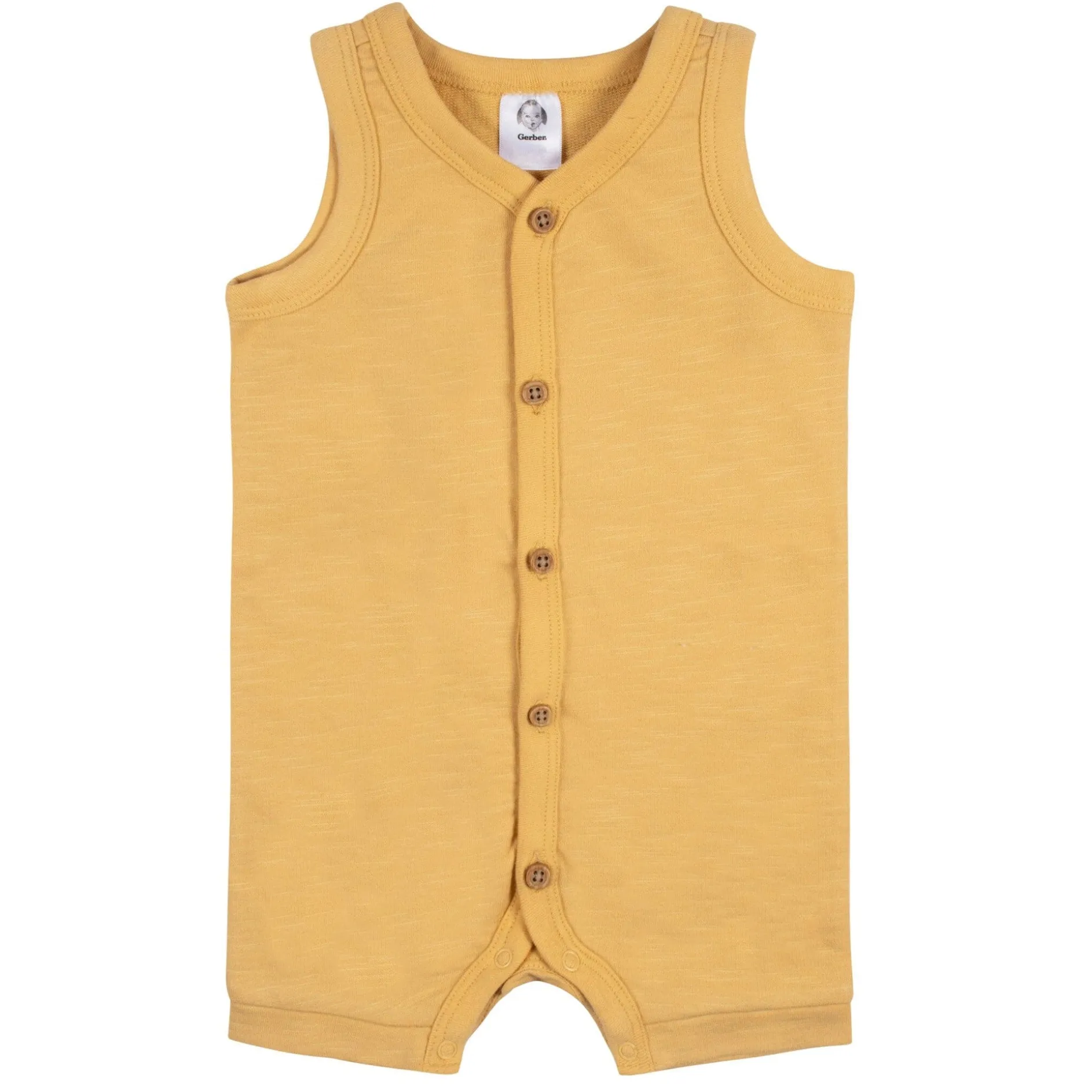 2-Pack Baby Boys Camo & Yellow Short Leg Sleeveless Romper, 0-3M