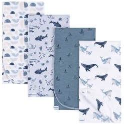 4-Pack Baby Boys Coastal Calm Flannel Blankets