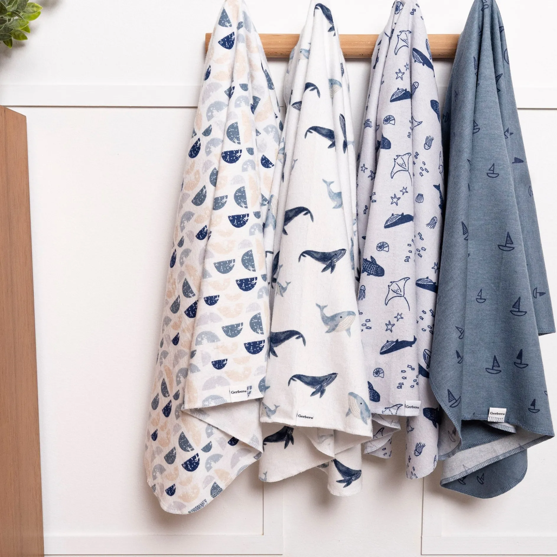 4-Pack Baby Boys Coastal Calm Flannel Blankets