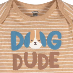 3-Pack Baby Boys Dog Dude Short Sleeve Onesies® Bodysuits