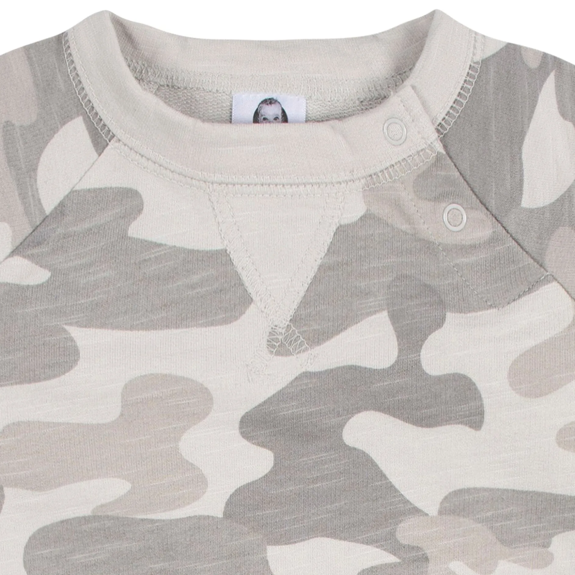 2-Pack Baby Boys Gray Camo & Yellow Raglan Sleeve Romper, 0-3M