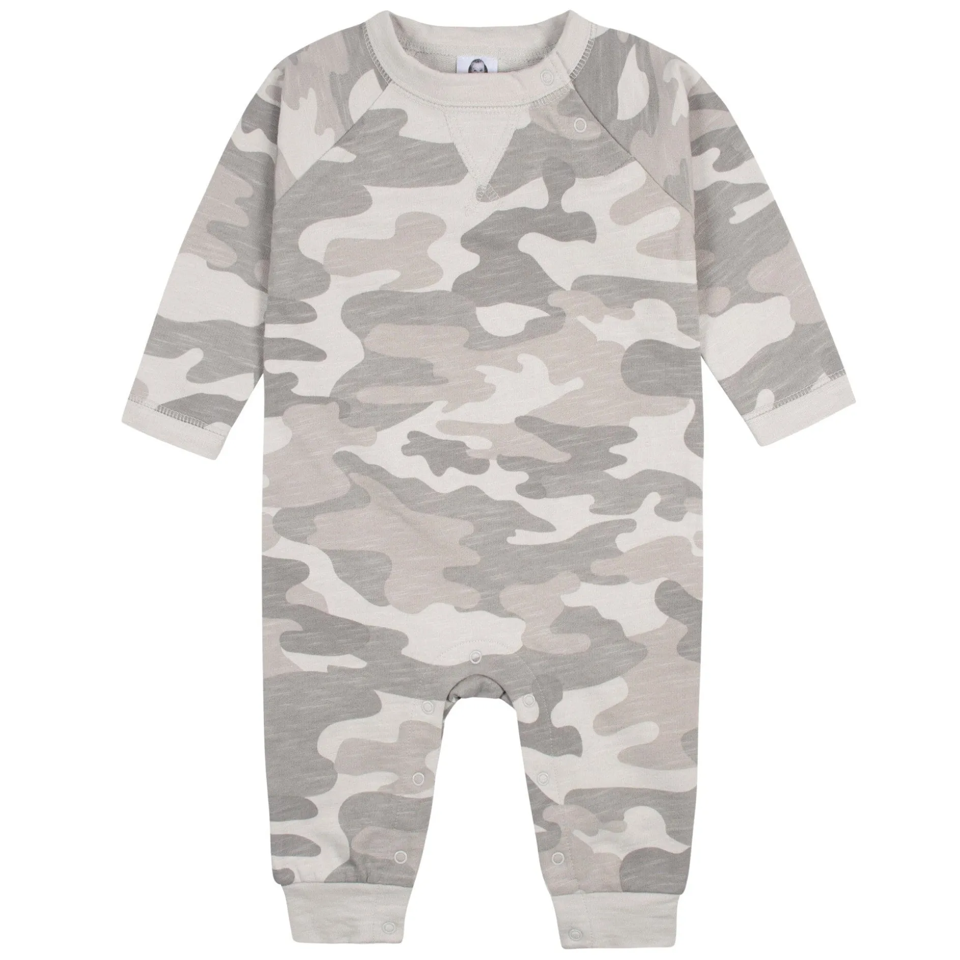 2-Pack Baby Boys Gray Camo & Yellow Raglan Sleeve Romper, 0-3M