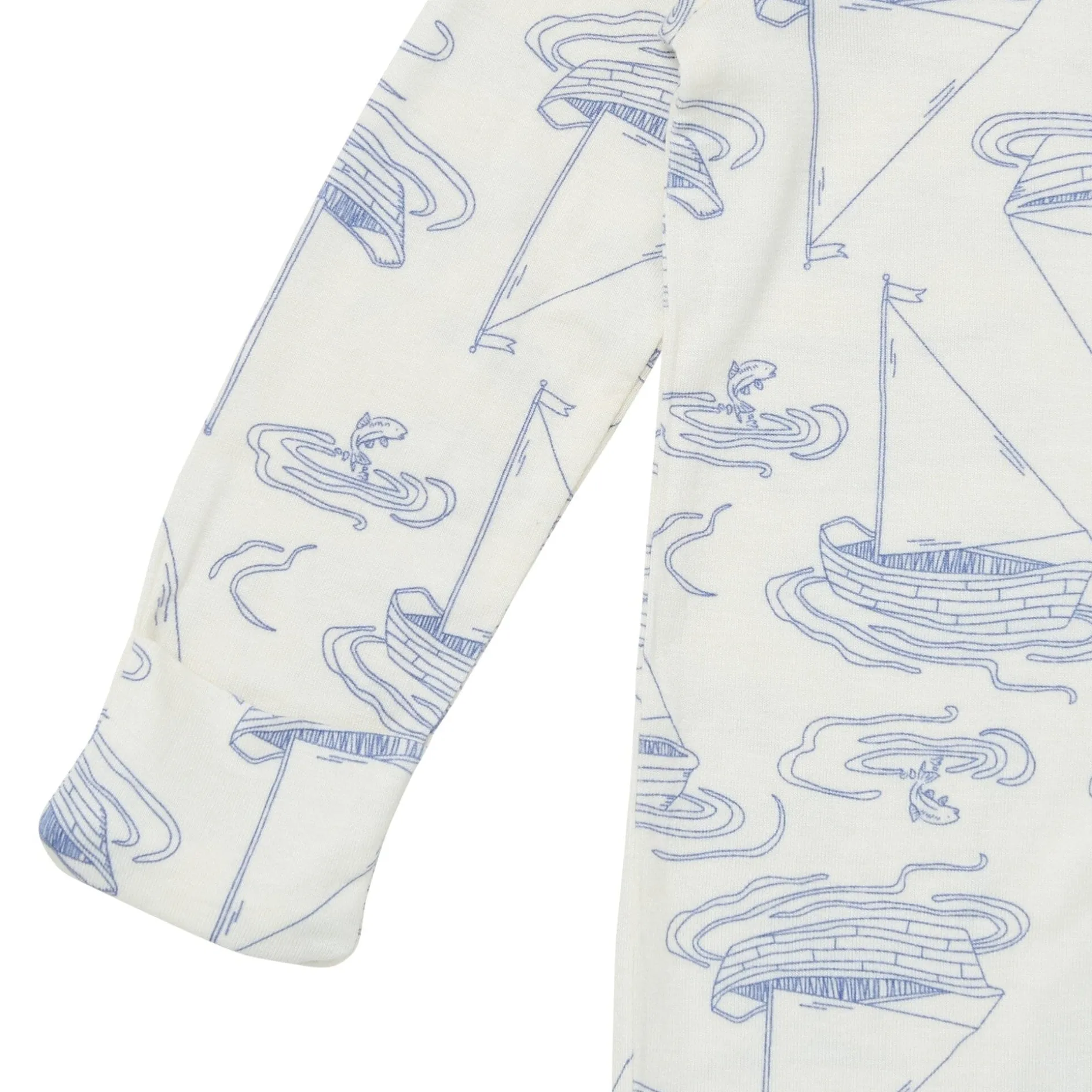 2-Pack Baby Boys Ivory Sailboat Sleep 'N Plays With Mitten Cuffs