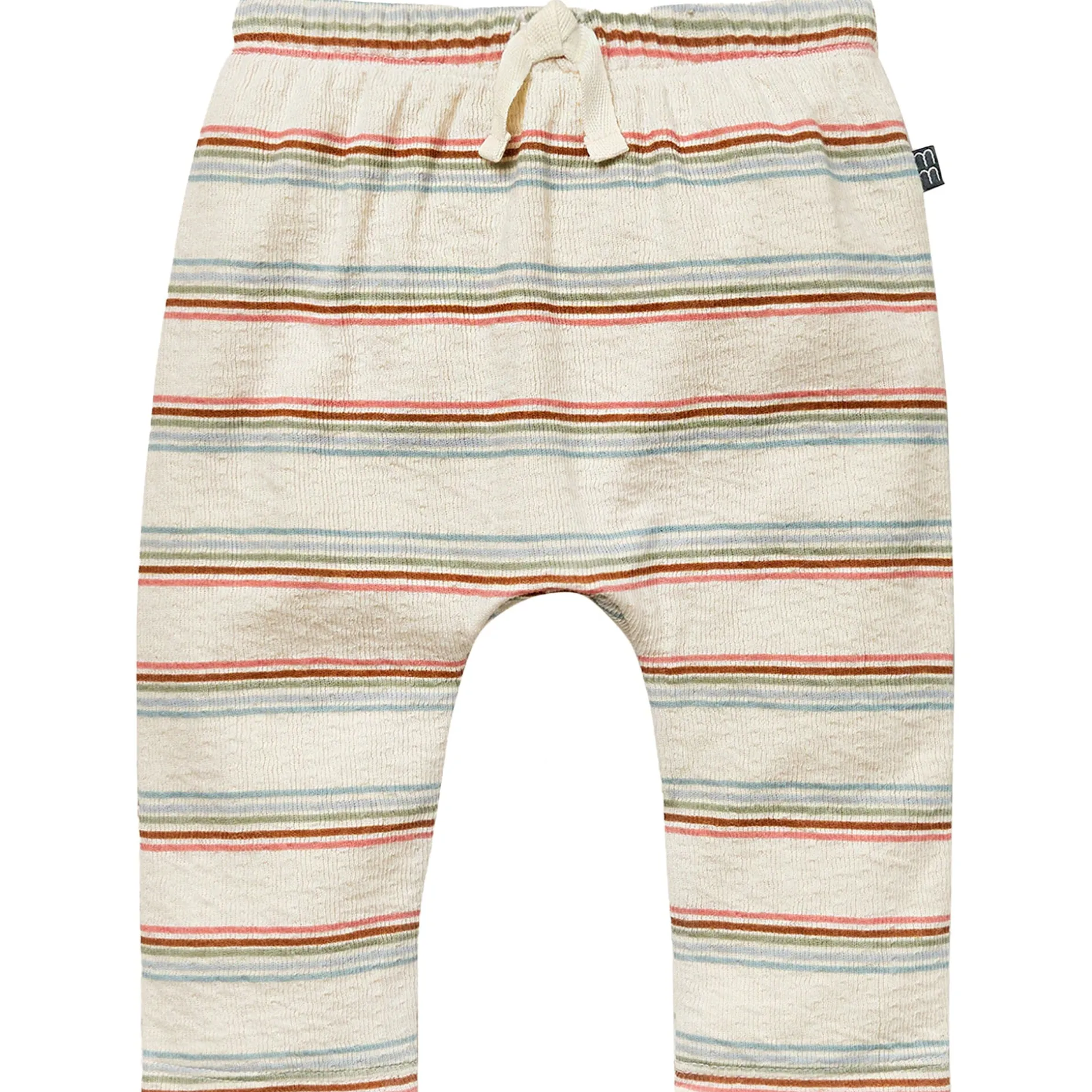 2-Pack Baby Boys Light Beige Stripe & Teal Harem Pants
