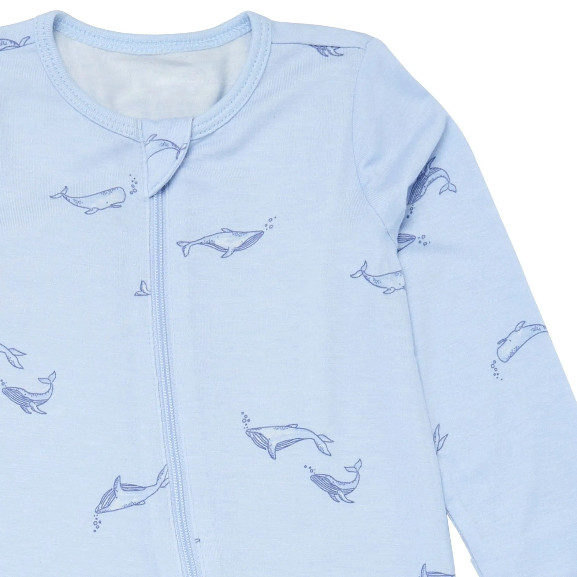 2-Pack Baby Boys Light Blue Whale Sleep 'N Plays With Mitten Cuffs
