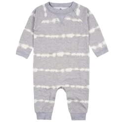 2-Pack Baby Boys Light Gray Tie Dye & Striped Raglan Sleeve Romper