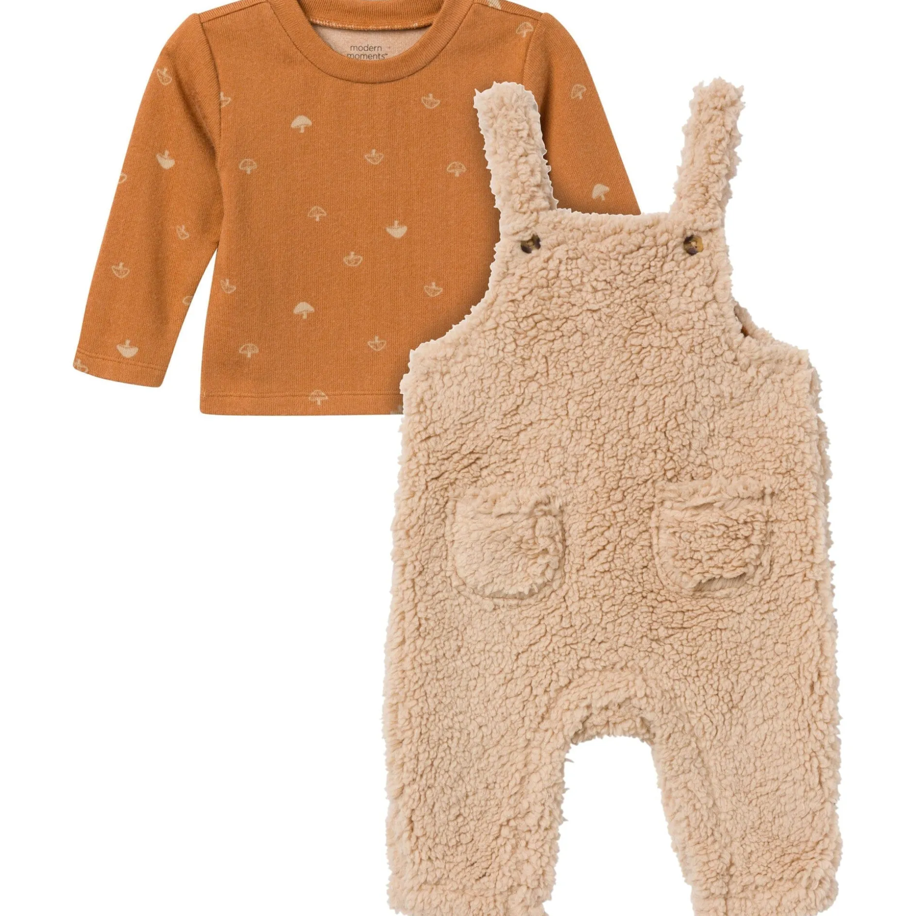 2-Pack Baby Boys Lt Tan Microplush Overall
