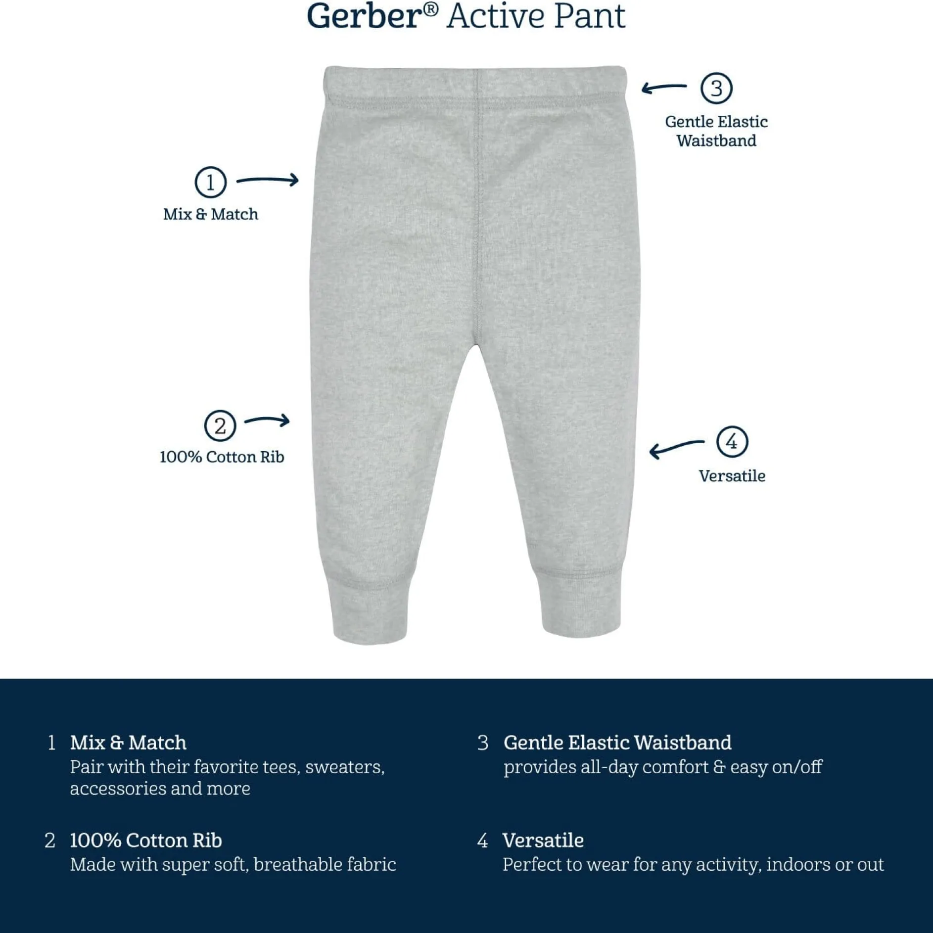 4-Pack Baby Boys Navy & Army Green Active Pants
