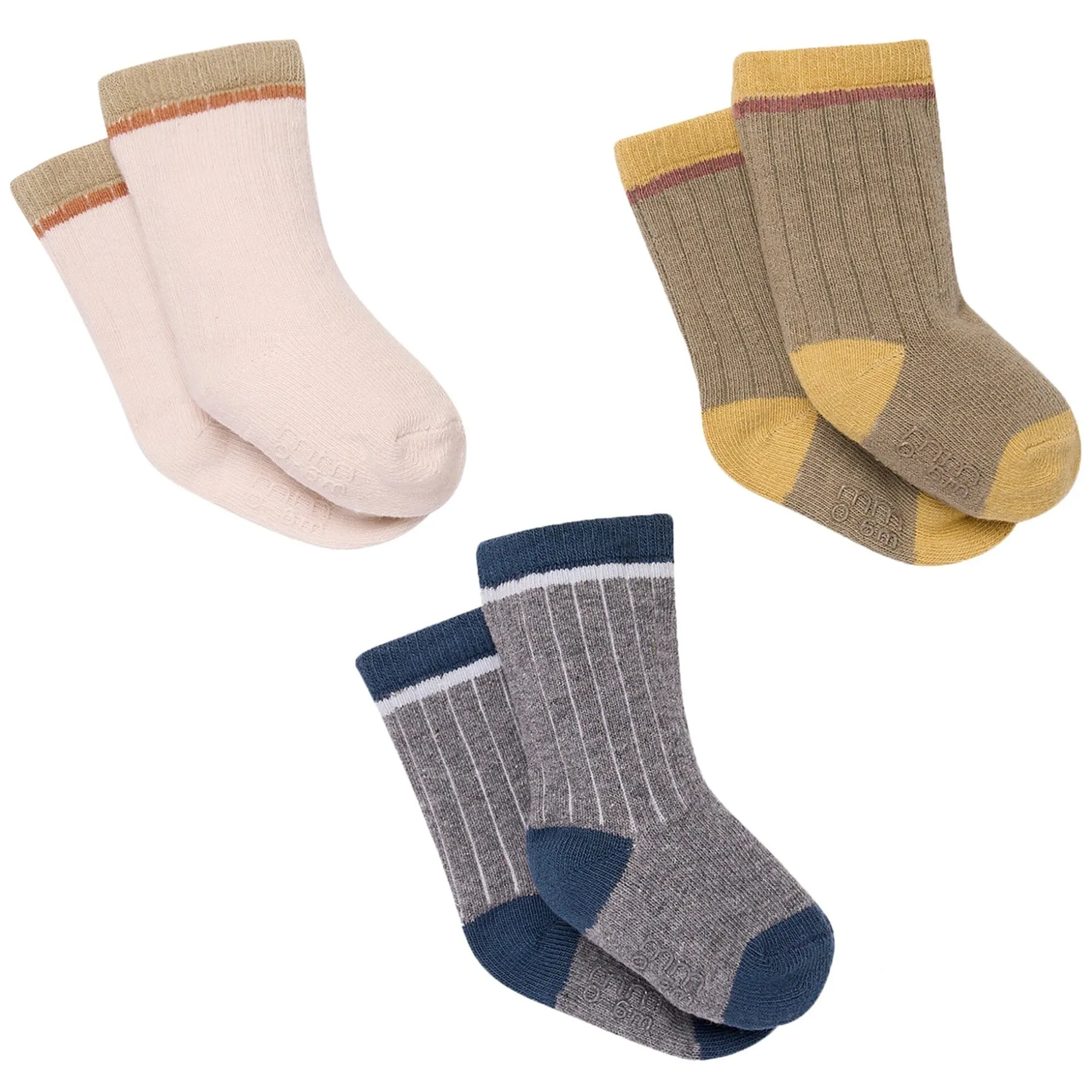 3-Pack Baby Boys Neutral Colorblock Socks
