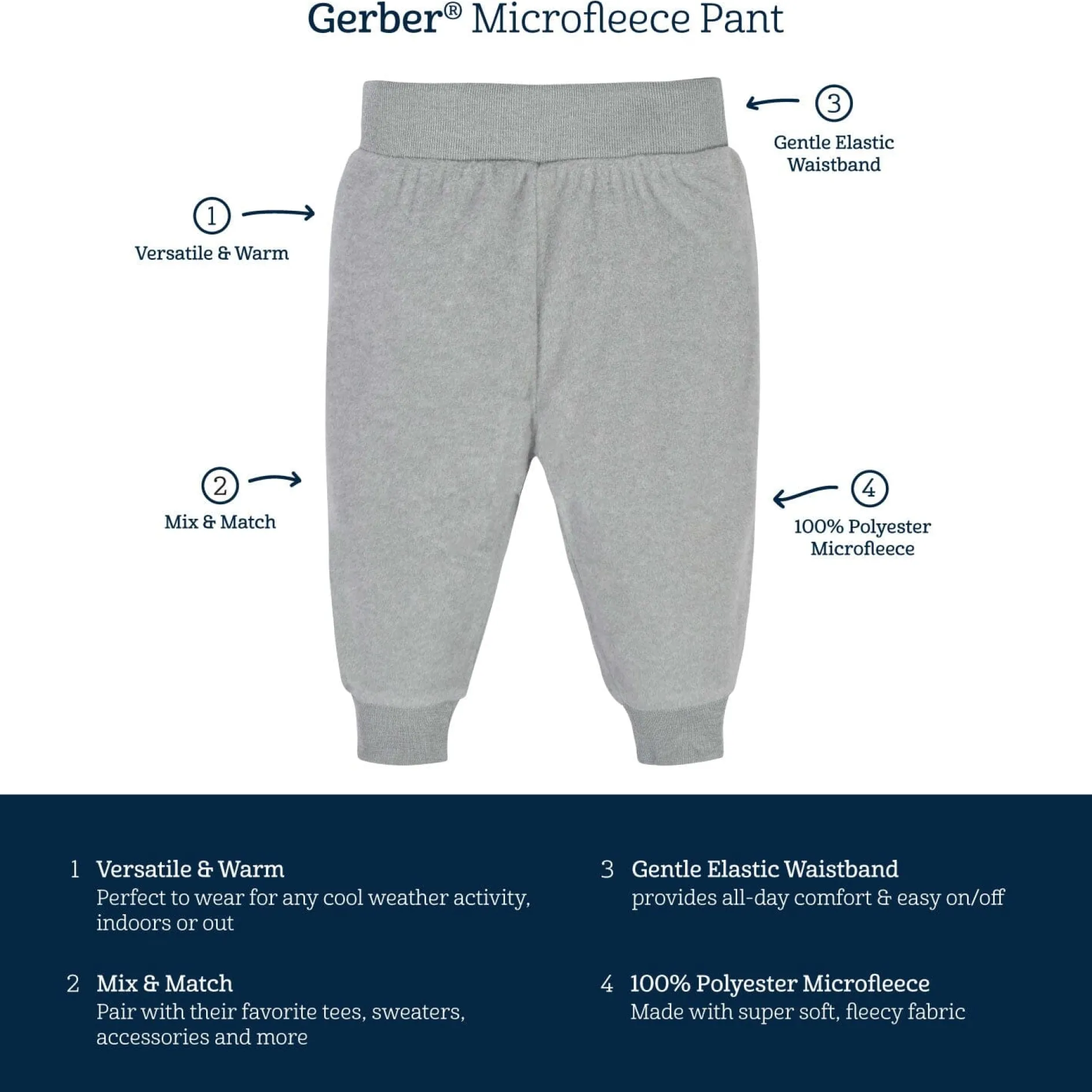 4-Pack Baby Boys Oatmeal Heather Fleece Pants