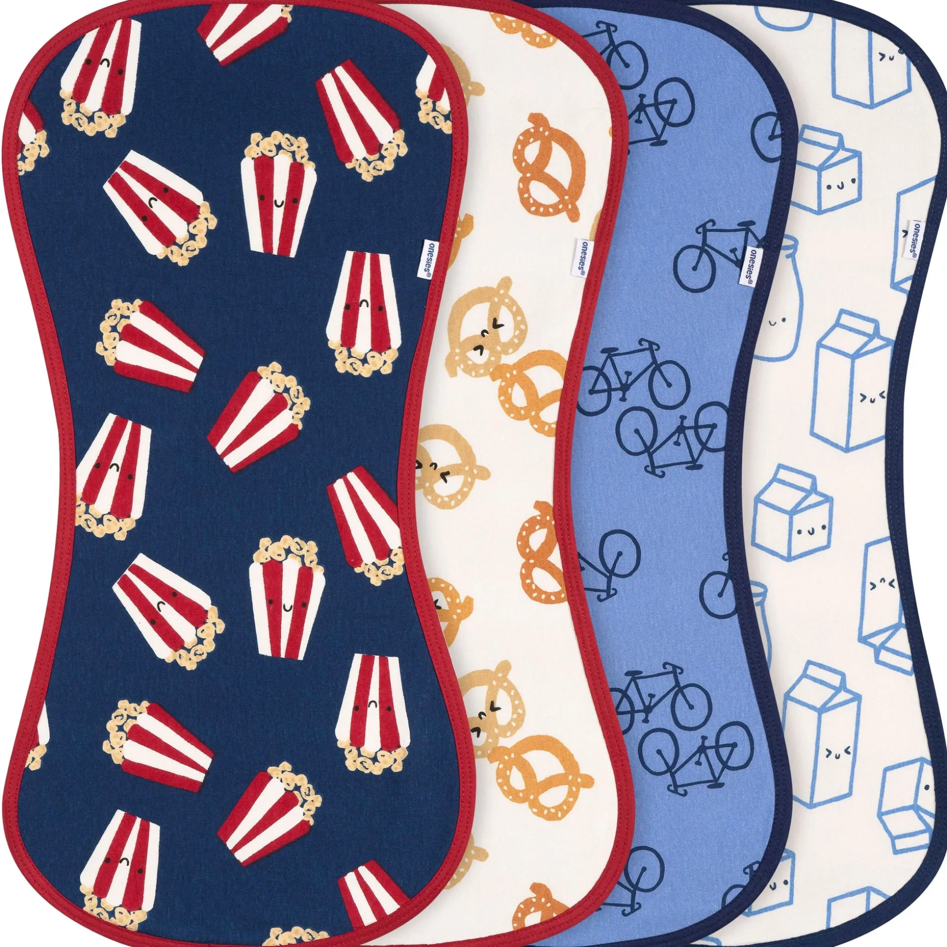 4-Pack Baby Boys Popcorn Burp Cloths