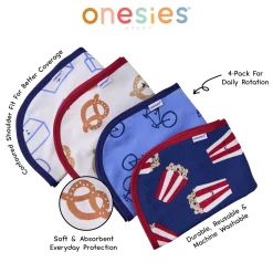 4-Pack Baby Boys Popcorn Burp Cloths