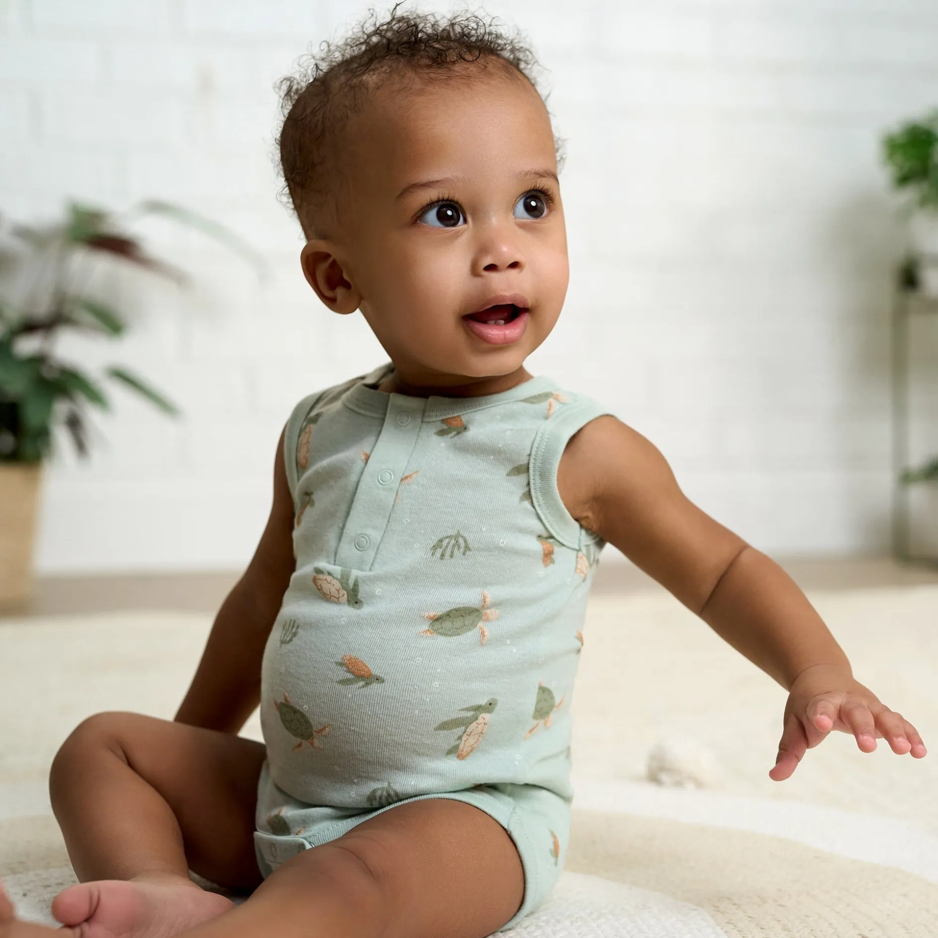 4-Pack Baby Boys Sea Turtles Sleeveless Onesies® Bodysuits