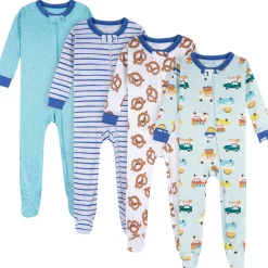4-Pack Baby Boys Snack Truck Snug Fit Footed Pajamas
