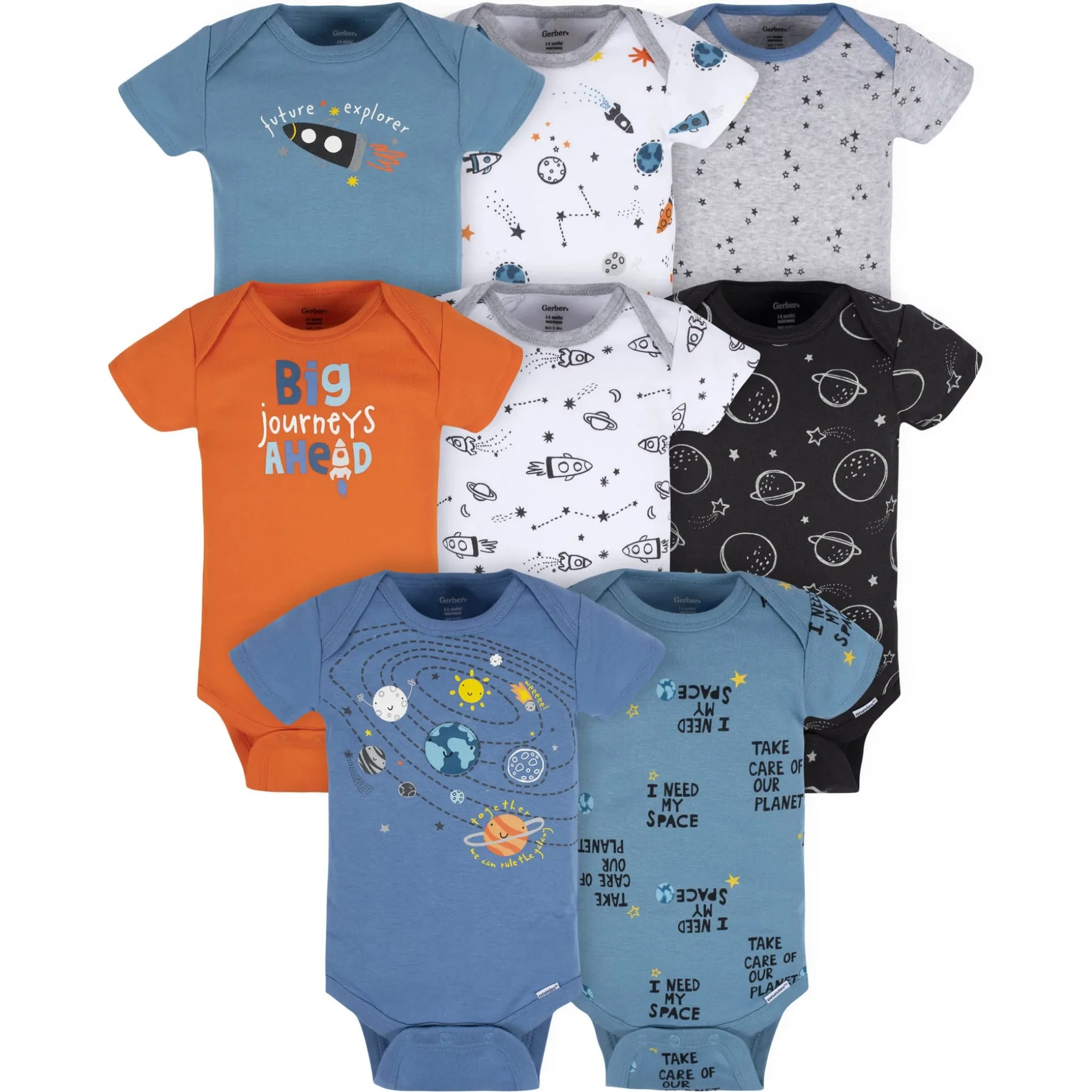 8-Pack Baby Boys Space Explorer Onesies® Bodysuits