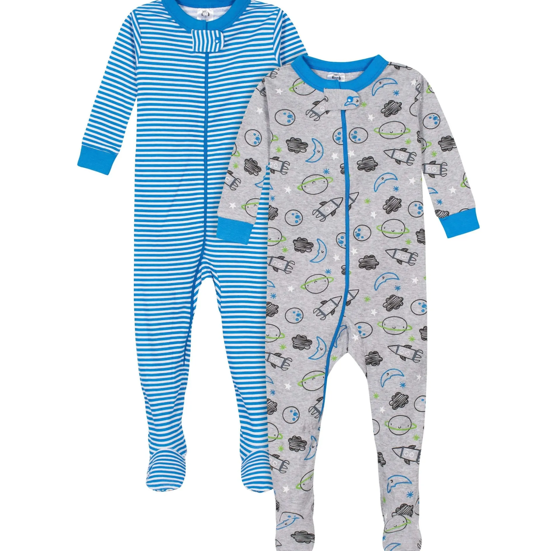 2-Pack Baby Boys Space Snug Fit Footed Cotton Pajamas, 3-6M