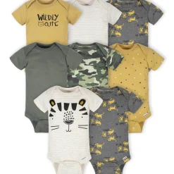 8-Pack Baby Boys Tiger Short Sleeve Onesies® Bodysuits