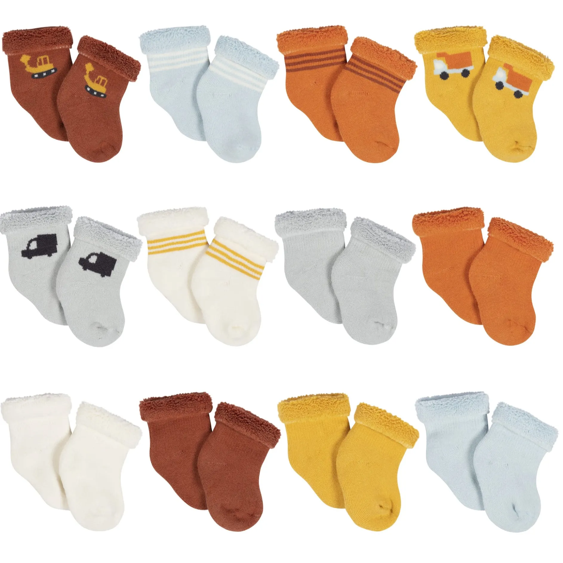 12-Pack Baby Boys Transportation Zone Terry Wiggle Proof® Socks