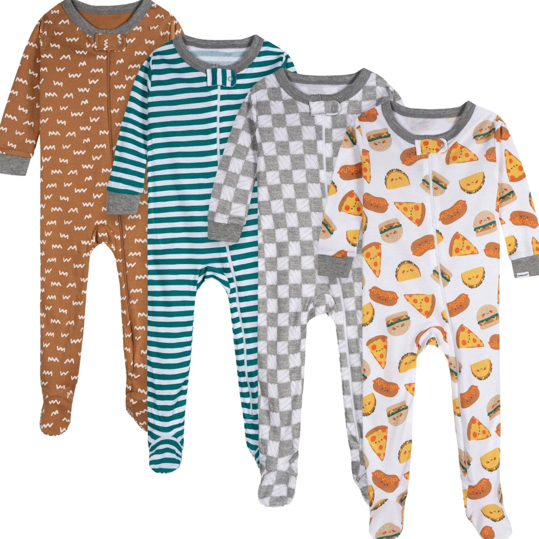 4-Pack Baby Boys Treats Snug Fit Footed Pajamas