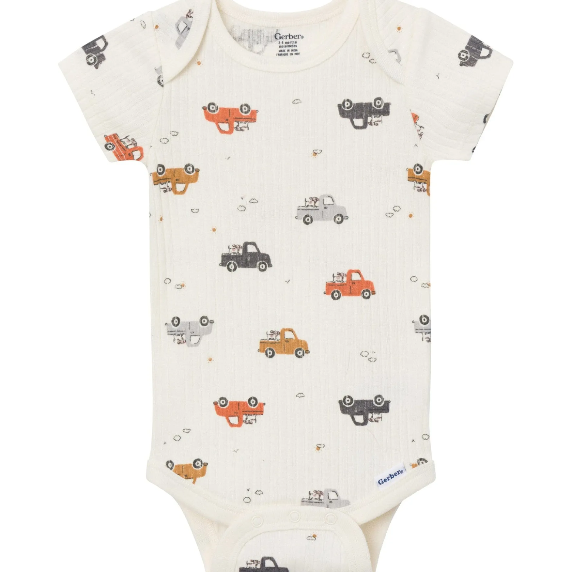 4-Pack Baby Boys Trucks & Dogs Short Sleeve Bodysuits