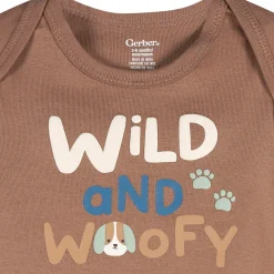 3-Pack Baby Boys Wild Woofy Long Sleeve Onesies® Bodysuits