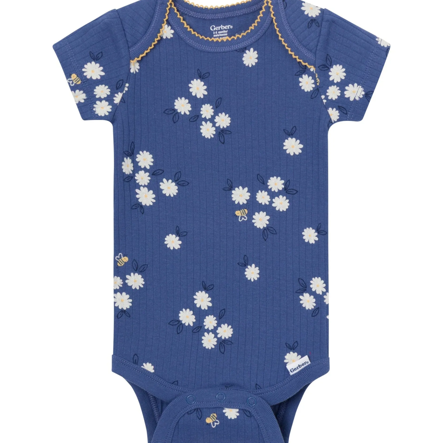 4-Pack Baby Girls Bee Flower Garden Short Sleeve Bodysuits