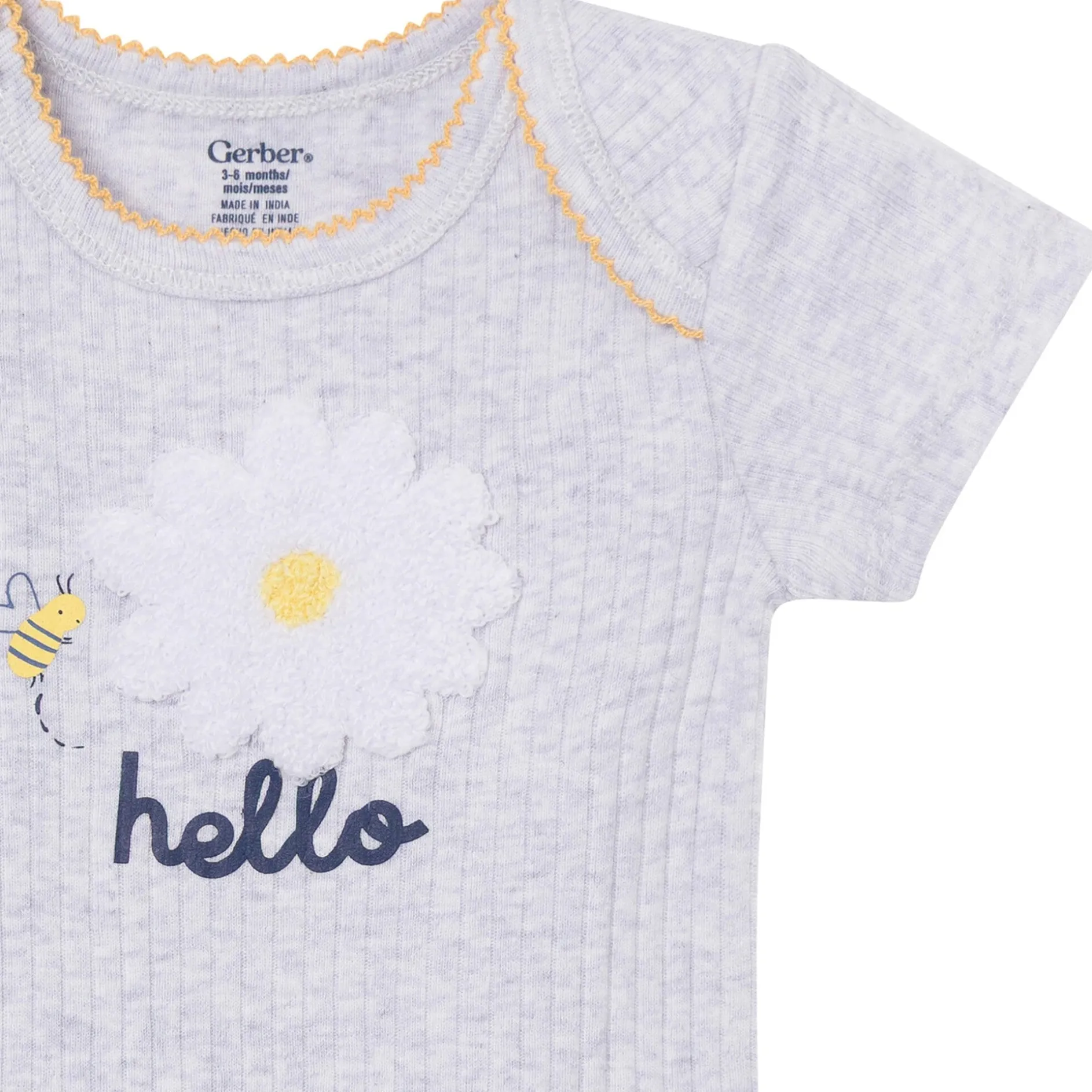 4-Pack Baby Girls Bee Flower Garden Short Sleeve Bodysuits