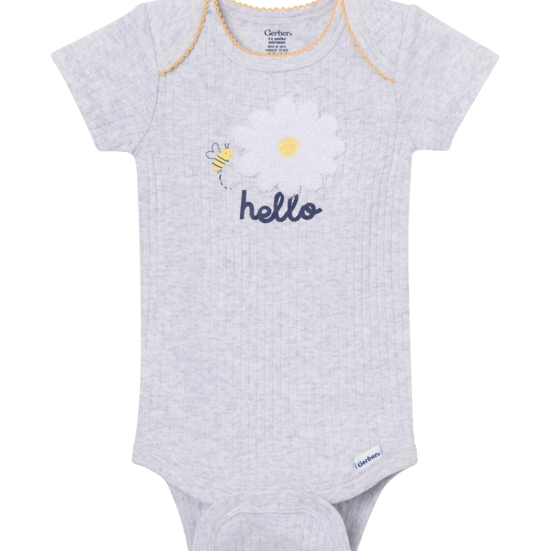 4-Pack Baby Girls Bee Flower Garden Short Sleeve Bodysuits