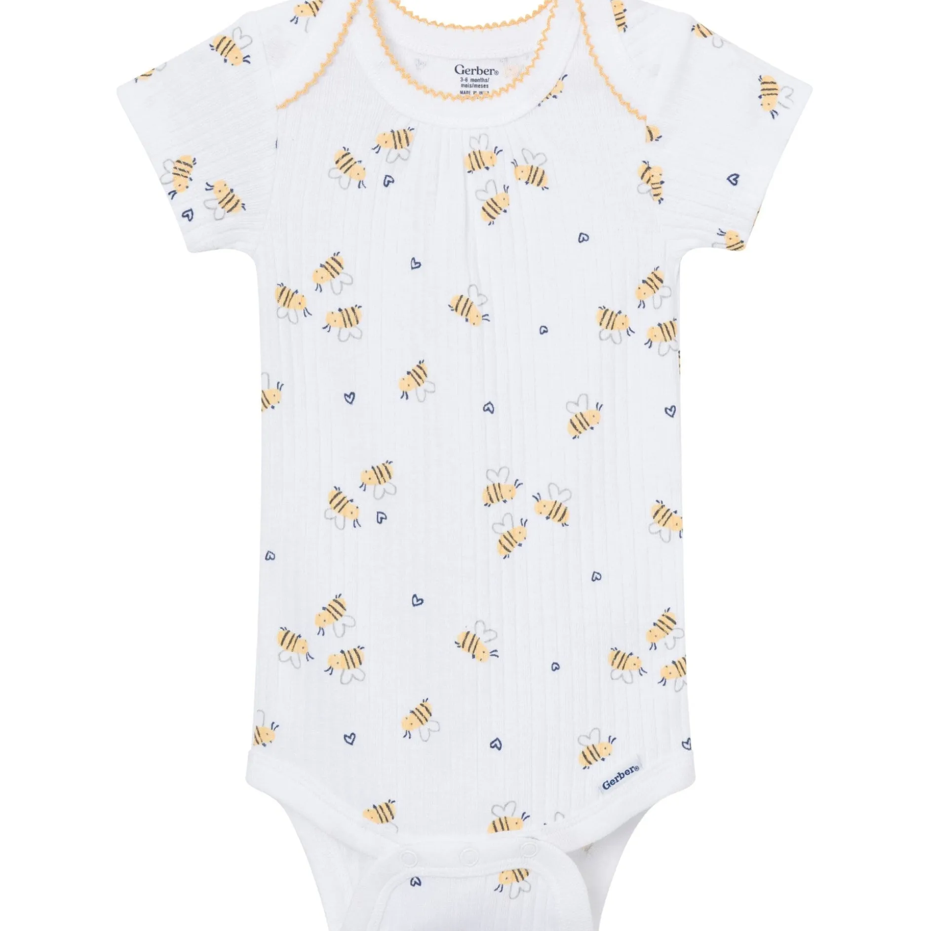 4-Pack Baby Girls Bee Flower Garden Short Sleeve Bodysuits